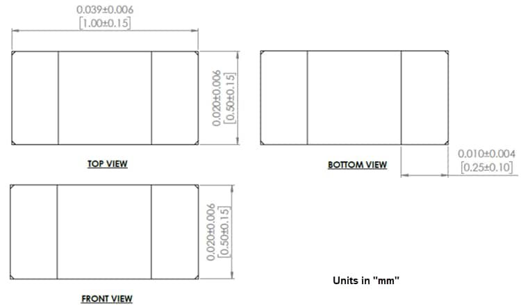 Mechanical Drawing - Abracon AIML-0402HP Power Inductors